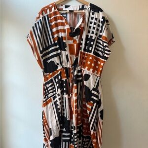 Lisa Bayne 100% Geometric Patterned Dress
